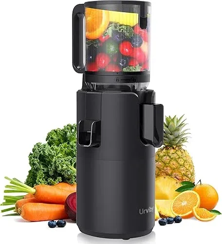 Juicer Machines, 5.3" Large Feed Chute Cold Press Juicer with Double Press Techn
